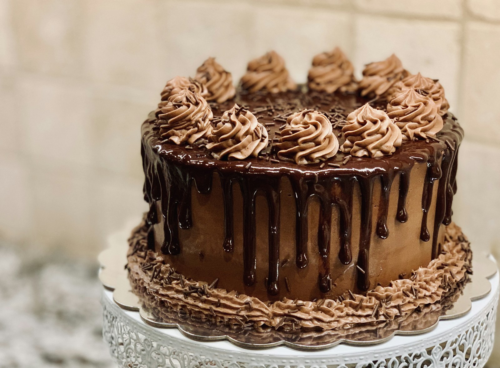 A stunning layered chocolate cake from Le Gourmet Cakes